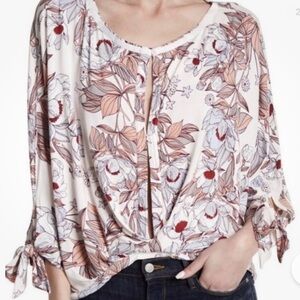 FREE PEOPLE Keepin On Printed Floral Top